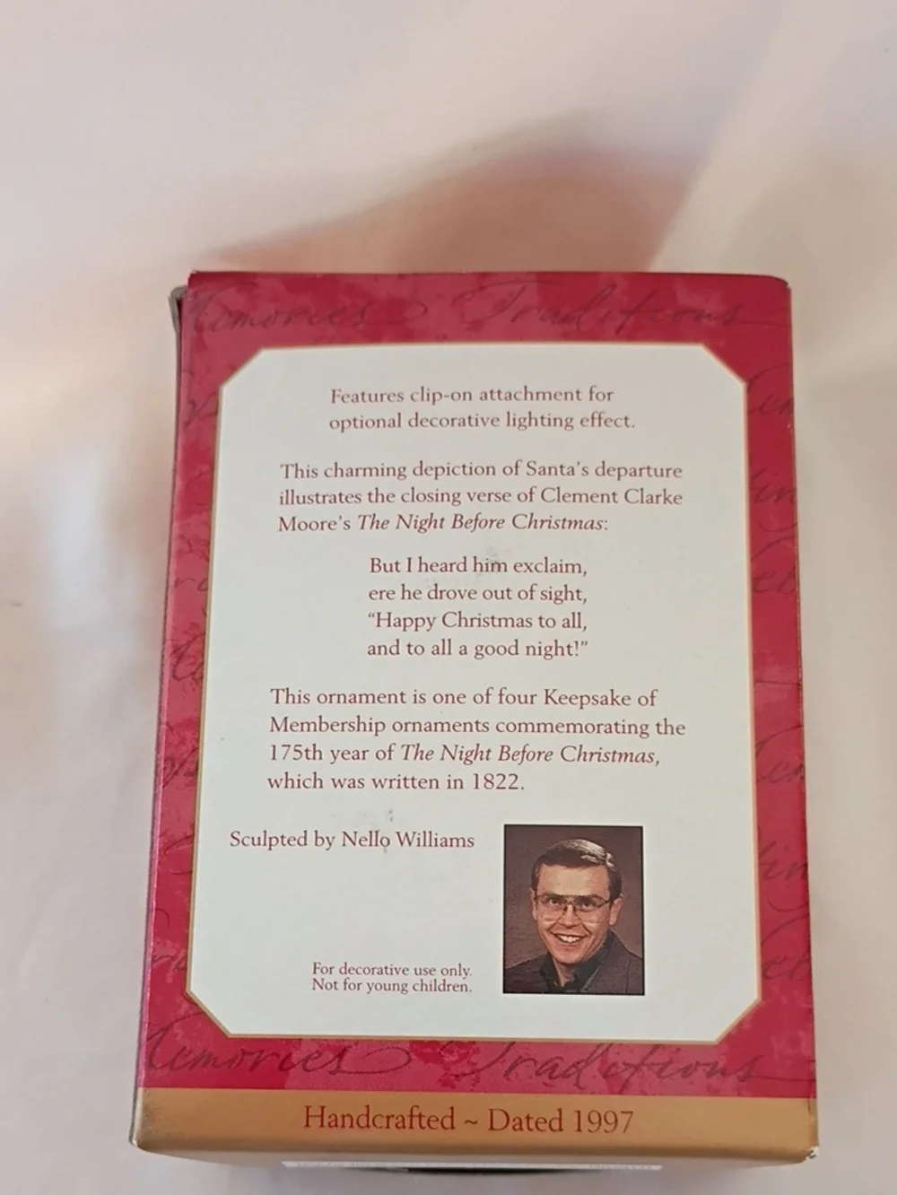 1997 Keepsake of Membership Hallmark Christmas ornament, Happy Christmas to All